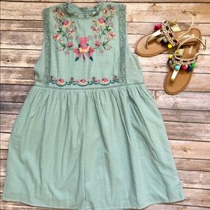 Umgee Mint Embroidered Dress NWT
